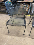 Chairs, SAE, Vintage Set of 4 Black Wrought Iron Barrel Back Garden Patio Chairs