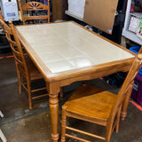 Table Set, B75, Solid Wood & Ceramic Tile Top & 3 Chairs