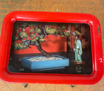 Tray, SAE, Vintage, Asian-Themed Metal Serving Tray