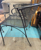 Chairs, SAE, Vintage Set of 4 Black Wrought Iron Barrel Back Garden Patio Chairs