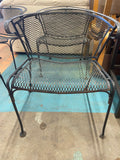 Chairs, SAE, Vintage Set of 4 Black Wrought Iron Barrel Back Garden Patio Chairs