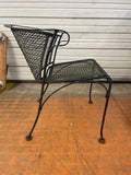 Chairs, SAE, Vintage Set of 4 Black Wrought Iron Barrel Back Garden Patio Chairs