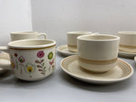 Coffee Cup Set, B71, Temper-ware Lenox Sprite Brushwork Beige Plates